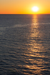 sunset on the sea promenade in Genoa Nervi in Liguria