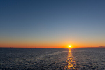 sunset on the sea promenade in Genoa Nervi in Liguria