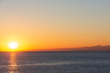 sunset on the sea promenade in Genoa Nervi in Liguria