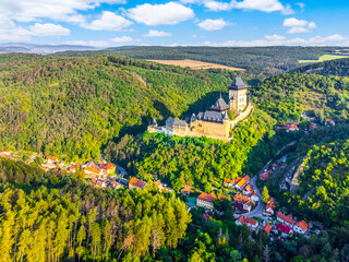 Karlstejn Castle in Central Bohemia from above