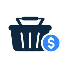 Buy, dollar, shopping basket icon. Simple editable vector illustration.
