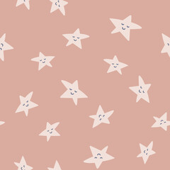 Cute stars seamless pattern. Delicate background in the Scandinavian style. Vector illustration for design, postcards, baby clothes, gift paper, fabric.