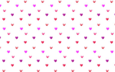 ベリーカラーのカラフル水彩風ハートパターン