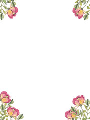 Watercolor frame of flowers. Watercolor fabric. Use for design wedding, invitations, birthdays