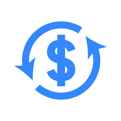 Money turnover, exchange icon. Blue color design.