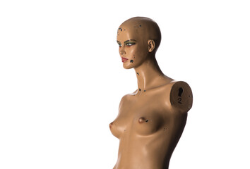 naked female mannequins isolated on white background