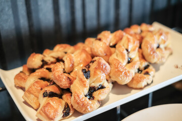 baked bread in white tray
