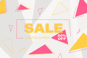 Sale background with geometric triangles. Vector.