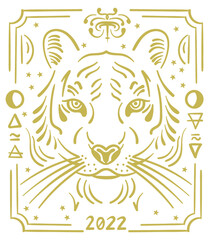 Tiger. Symbol of the year 2022. Illustration for cutting and printing