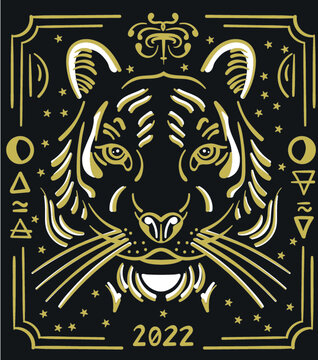 Tiger. Symbol of the year 2022. Illustration for cutting and printing