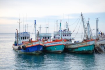 Blur tropical port seaside in Thailand