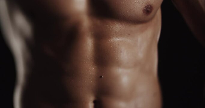 Playing and flexing his body, tilt shift