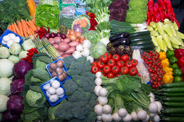 Assortment of vegetables for healthy eating. Seasonal harvest various vegetables