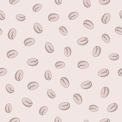 Seamless pattern with cute coffee attributes in pastel colors - vector illustration, eps stock illustration
