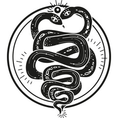 Two intertwined snakes vector Esoteric mistic symbol