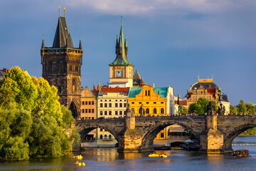 Charles Bridge, Old Town and Old Town Tower of Charles Bridge, Prague, Czech Republic. Prague old...