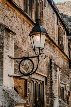 old street lamp in Lacock Village, Wiltshire, UK