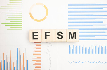 Word efsm on wooden cubes over bright background with copy space