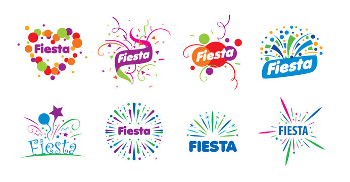 A set of vector logos with fireworks