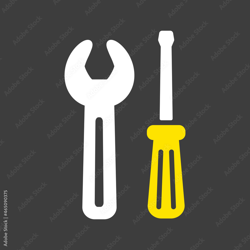 Wall mural screwdriver and wrench vector isolated flat icon