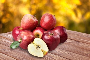 Fresh ripe sweet apples on the desk