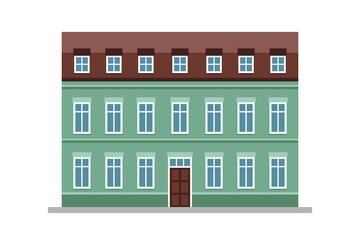 vector illustration green modern house building exterior