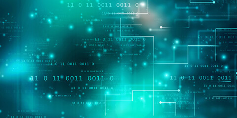 Obraz premium 2d illustration abstract digital binary data on computer screen