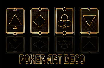 Casino invitation banner with poker cards in style Art deco, vector illustration