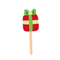 cute hand-drawn cartoon lollipop christmas gift. vector image isolated on a white background
