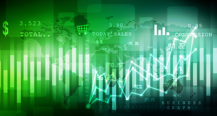 2d rendering Stock market online business concept. business Graph 
