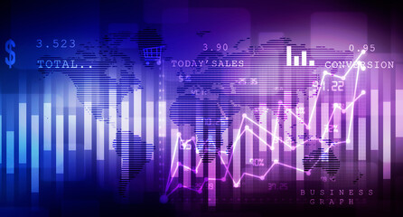 2d rendering Stock market online business concept. business Graph 

