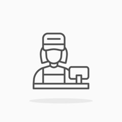 Cashier Female icon. Editable Stroke and pixel perfect. Outline style. Vector illustration. Enjoy this icon for your project.