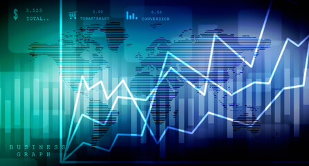 2d rendering Stock market online business concept. business Graph 
