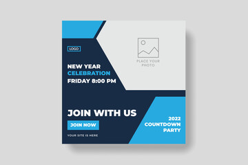 Modern Blue New Year Celebration Social Media Post Banner Design
