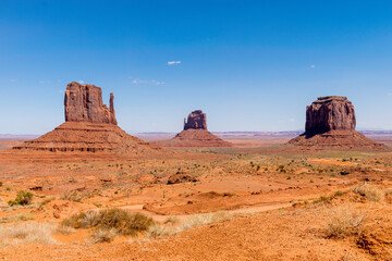Fototapeta na wymiar Monument Valley West Mitten Butte and East Mitten Butte Rock Formation