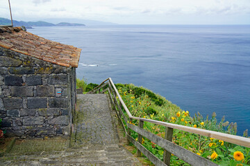 small shelter at the ocean