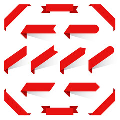 Set of red ribbons