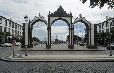 archway of ponta delgada on the azores