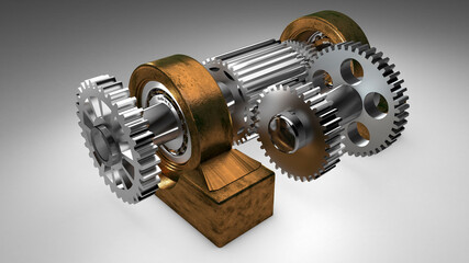 Gears and bearings 3D motor parts