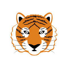 Tiger icon. Flat vector sign. Cute hand drawn logo