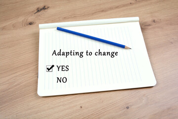 Adapting to change checklist on notepad