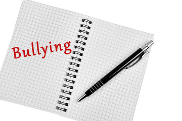 Bullying word on notebook page