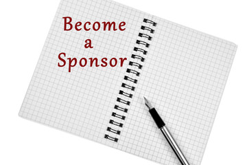 Become a sponsor words on notebook page