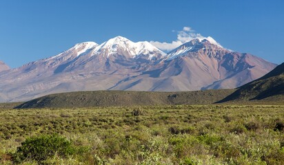Fototapeta premium Chachani volcano near Arequipa city in Peru