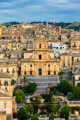 Fototapeta premium Duomo of San Giorgio in Modica, fine example of sicilian baroque art. Sicily, southern Italy. Modica (Ragusa Province), view of the baroque town. Sicily, Italy.