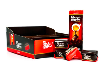 Italy – October 25, 2021: Pocket Coffee Espresso. Pocket Coffee is a brand of food products made in Italy by Ferrero