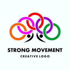 Gymnastic Logo, gymnastics logo template, gym. logo for a healthy gymnastics group or community. circle and tree shape person icon, strong freshness illustration