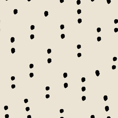 Vector black polka dots white ivory repeat pattern