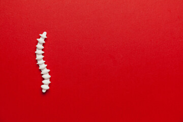 Treatment and prevention of the spine. Back pain, orthopedics. Cartoon concept. Copy space for text.