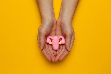 Treatment and prevention of the uterus. The concept of caring for the reproductive system of women, gynecology. Cartoon.